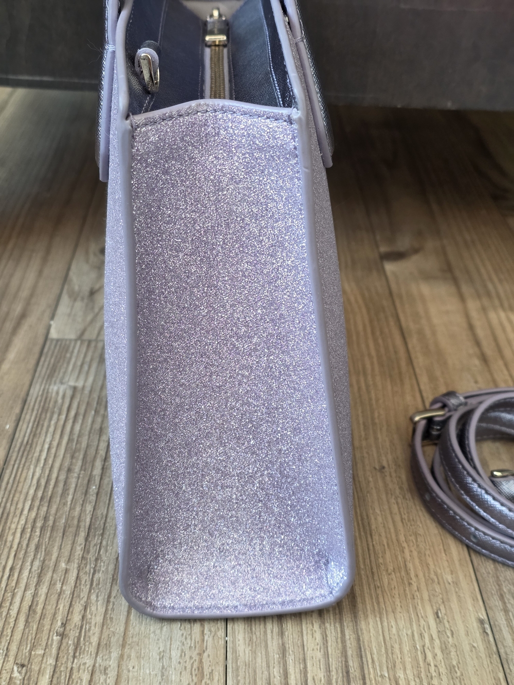 Kate Spade Tinsel Glitter Satchel Lilac Frost - Picture 4 of 9